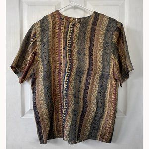 “M. J. Carroll” Size Medium, short-sleeve, scoop neck, 100% silk blouse